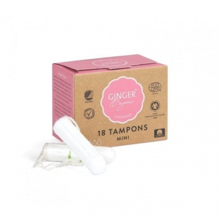 GINGER ORGANIC Tampony bez aplikatora Mini 18 szt. certyfikowane 100% organic
